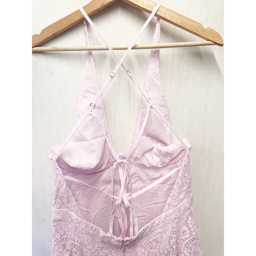 NWT For Love & Lemons Carmela Mini Pink Lace Halter Dress, Size‎ Large - Picture 7 of 11